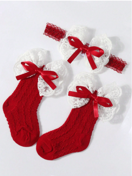 Calcetines y Diadema de Bebe