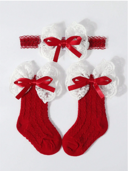 Calcetines y Diadema de Bebe
