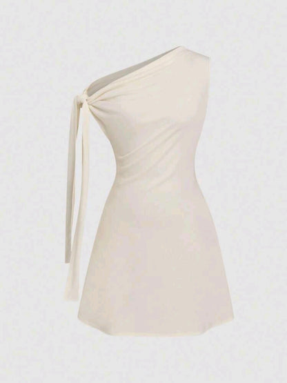 Vestido corto, con lazo para mujer